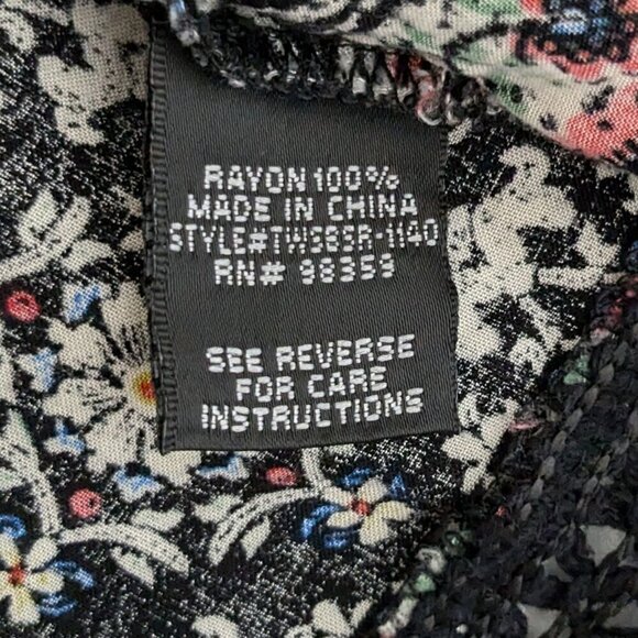 RHAPSODY Black/Red India Elephant Fabric; Open Fringed Tunic; Size L - Picture 4 of 5